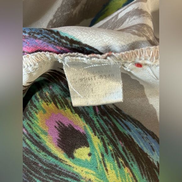 Hot & Delicious Y2K Whimsigoth Stevie Peacock Feather Ruffled T-strap Back Top L - Picture 8 of 10